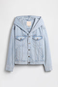 GAP X BEIS Hooded Denim Jacket in Medium Wash